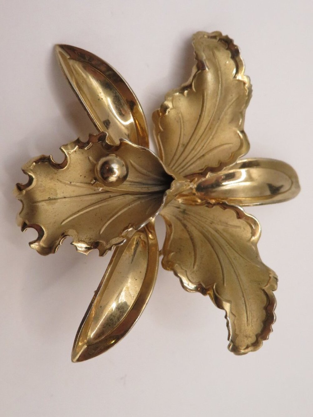 Vintage Iris Gold Tone Brooch